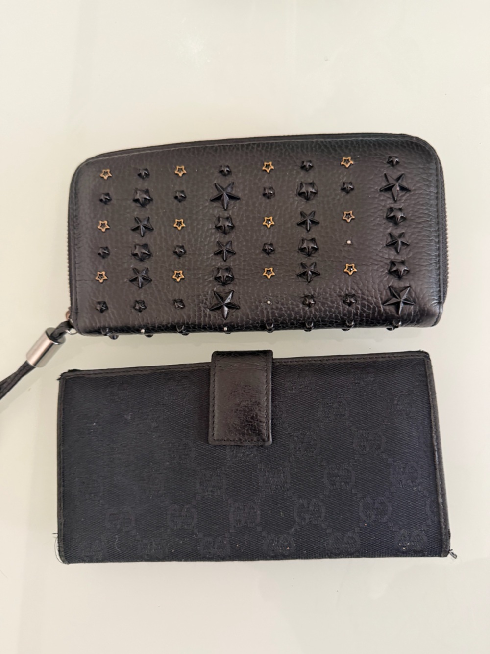 Gucci Black Canvas Continental Wallet with gold hardware and jimmy choo set of 2 - Picture 3 of 12